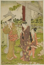 Picking Flowers at Kumano Junisha Shrine in Tsunohazu, late 1780s.