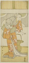 The Actor Arashi Ryuzo II as Hachijo, Wet Nurse of Taira no Kiyomori, in Act Three of the Play Gempei Hashira-goyomi (Pillar Calendar of the Genji and Heike Clans), Performed at the Kiri Theater from ...
