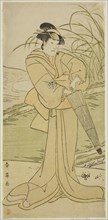 The Actor Yamashita Kinsaku II as Okaya in the Play Yomogi Fuku Noki no Tamamizu, Performed at the Kiri Theater in the Fifth Month, 1795, c. 1795.