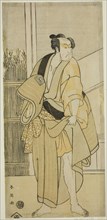 The Actor Ichikawa Monnosuke II as Hiranoya Tokubei (?) in the Play Waka Murasaki Edokko Soga (?), Performed at the Ichimura Theater (?) in the Third Month, 1792 (?), c. 1792.