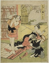Act Eleven: Night Raid on Moronao's Mansion from the play Chushingura (Treasury of Forty-seven Loyal Retainers), c. 1795.