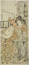 The Actor Segawa Kikunojo III as the Dragon Maiden Disguised as Osaku in the Play Sayo no Nakayama Hiiki no Tsurigane, Performed at the Nakamura Theater in the Eleventh Month, 1790, c. 1790.