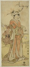 The Actor Segawa Kikunojo III as the Female Fox-Fairy Otatsu-gitsune Disguised as Shizuka Gozen in the Play Kogane Saku Date no Okida, Performed at the Ichimura Theater in the Eleventh Month, 1792, c....