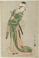 The Actor Nakamura Noshio II as Tonase, in the Bridal Journey Scene, Act Eight of the Play Kanadehon Chushingura (Model for Kana Calligraphy: Treasury of the Forty-seven Royal Retainers), Performed at...