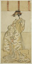 The Actor Yamashita Mangiku I as Kewaizaka no Shosho in the Play Nanakusa Yosooi Soga, Performed at the Nakamura Theater in the First Month, 1782, c. 1782.