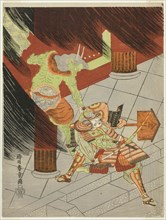 The Warrior Watanabe no Tsuna Fighting the Demon at Rashomon, Japan, c. 1770.
