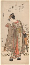The Actor Segawa Kikunojo III in Private Life, Standing in a Snow-Covered Garden, Japan, c. 1775.