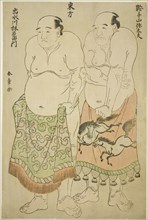 Sumo Wrestlers of the Eastern Group: Kurateyama Yadayu (right), and Izumigawa Rin-'emon (left), Japan, c. 1780.