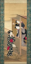 Three Beauties Chatting by a Veranda, Japan, About 1792.