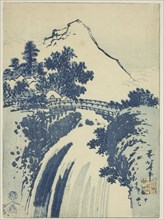 Landscape with waterfall, from an untitled series of chuban prints, Japan, c. 1831.