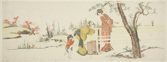 Making paper cords for tying hair, Japan, c. 1801/18.