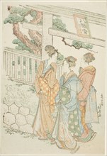 Visitors to the Hachiman shrine, Japan, c. 1803/04.
