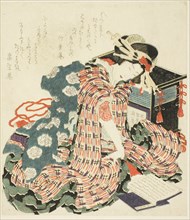 Young woman reading "The Pillow Book (makura no soshi)", Japan, 1822.