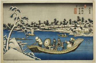 Distant View of Snow on the Sumida River in Edo, Japan, c. 1840/44.
