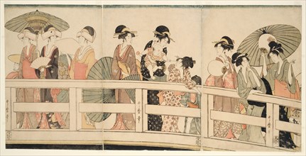 On top and beneath Ryogoku Bridge (Ryogokubashi no ue, shita), Japan, c. 1795/96.