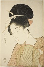 Woman Holding a Round Fan, Japan, c. 1797.