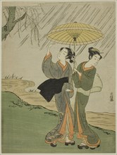 Two Young Girls in a Rain Shower, Japan, c. 1764/72.