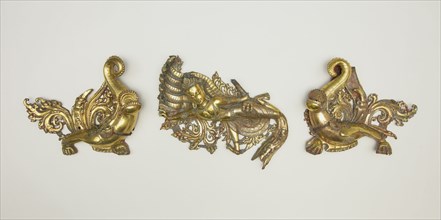 Set of Three Shrine Ornaments with Two Crocodiles (Makara) and a Serpent King (Nagaraja), 16th/17th century.
