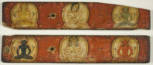 Pair of Manuscript Covers of the Five Transcendant Buddhas, 12th century.