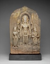 God Vishnu with Goddess Lakshmi and His Mount, Garuda, in Attendance, 11th century.
