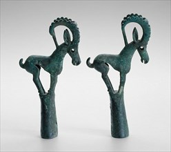 Pair of pole tops with Ibex, 6th/4th century B.C.