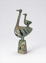 Pole Top with Double Bird-Shaped Bell (one of pair), 6th/4th century B.C. Made by herding tribes in modern Northern China or Inner Mongolia.