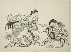 Courtesan Plying Shojo with Sake, no. 4 from a series of 12 prints, c. 1708.