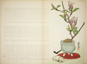 Memorial Surimono, 2nd month, 1883. Print commemorating the seven-year anniversary of haiku poet Sasaki Chikuju.