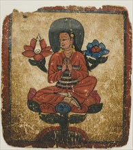 Figure Seated on Lotus, from a Set of Initiation Cards (Tsakali), 14th/15th century.