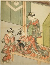 Courtesan and Two Attendants Playing with a Dog, c. 1766.