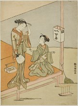 A Courtesan and Her Attendant at the Riverside Teahouse Iseya, c. 1768/69.