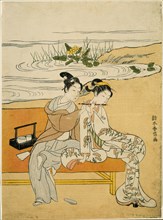 Lovers Playing the Same Fute (parody of Xuanzong and Yang Guifei), c. 1767.