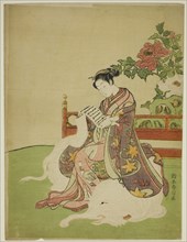 Young Woman Seated on a White Elephant (parody of the Bodhisattva Fugen), c. 1767/68.