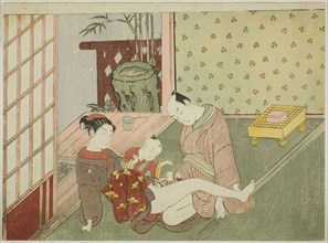 Lovers with Young Attendant Looking on, from an untitled series of erotic prints, c. 1766.