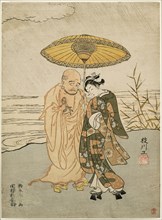 Daruma and a young woman in the rain, 1765.