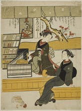 Ofuji, the Shop Girl of the Motoyanagiya, with a Customer, c. 1769.