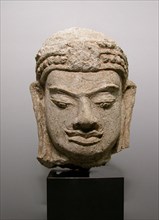 Head of a Male Deity (Deva), Haripunjaya period, 11th/12th century.