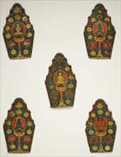 Five Panels of a Vajrasattva Crown with Transcendental Buddhas, 15th century.