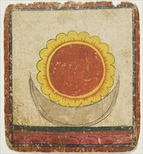 Sun, Moon and Lotus on Lotus Throne, from a Set of Initiation Cards (Tsakali), 14th/15th century.