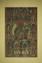 Painted Banner (Thangka) of Green Tara Surrounded by Twenty Manifestations, 18th century.
