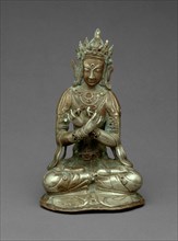Vajradhara Buddha Seated Holding a Thunderbolt (Vajra) and Bell (Ghanta), 15th century.