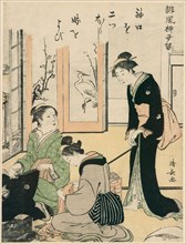 Mother-in-Law Teasing the Bride, from the series "A Collection of Humorous Poems (Haifu yanagidaru)", c. 1785.