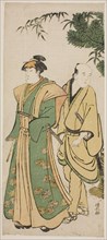 The Actor Segawa Kikunojo III and his attendant making cermonial rounds at New Year's, c. 1783.