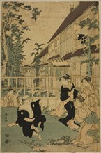 Outdoor Amusements at the Kankanro Teahouse in Yoshiwara, c. 1794.