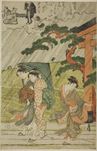 Sudden Shower at Mimeguri Shrine, c. 1787.