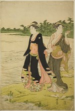 Two Women Waiting for a Ferry on the Sumida River, c. 1787.