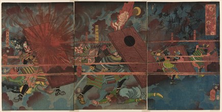 The Battle at Jinju during Masakiyo's Conquest of Korea (Masakiyo Sankan taiji, Shinshujo kassen no zu), 1863.