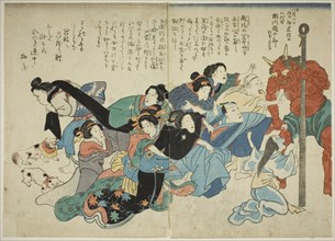 The Death of Ichikawa Danjuro VIII, 1854. The actor Ichikawa Danjuro VIII is dragged off by a demon. Aged 30 he was found with his wrists slashed.