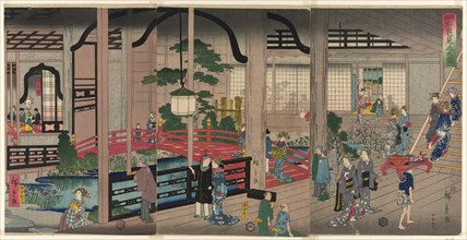 The Interior of the Gankiro in Yokohama (Yokohama Gankiro mikomi no zu), 1860.