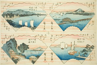 Four Views from the series Eight Views of Omi (Omi Hakkei), About 1830.
